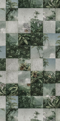 Rolgordijn voor het raam betegelde palmbomen