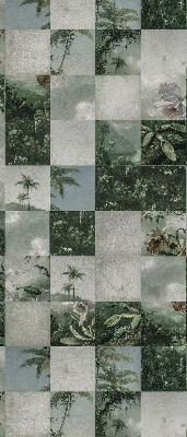 Rolgordijn voor het raam betegelde palmbomen