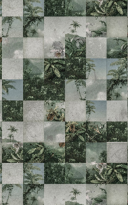 Rolgordijn voor het raam betegelde palmbomen