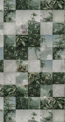 Rolgordijn voor het raam betegelde palmbomen