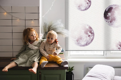 Rolgordijn voor het raam Grijze planeten