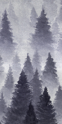 Rolgordijn voor het raam Mistig bos