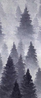 Rolgordijn voor het raam Mistig bos