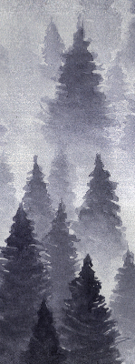 Rolgordijn voor het raam Mistig bos