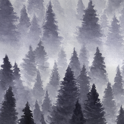 Rolgordijn voor het raam Mistig bos