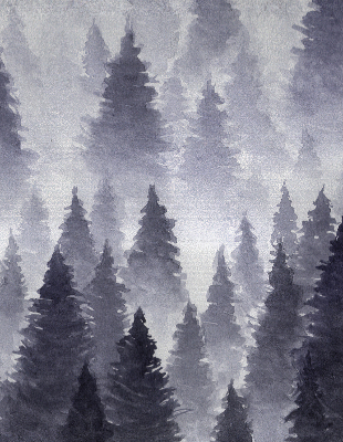 Rolgordijn voor het raam Mistig bos