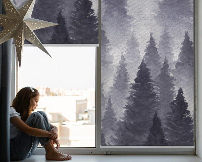 Rolgordijn voor het raam Mistig bos