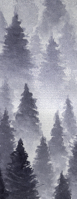 Rolgordijn voor het raam Mistig bos