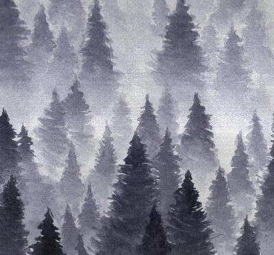 Rolgordijn voor het raam Mistig bos