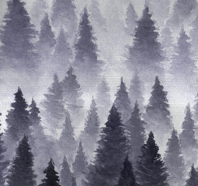 Rolgordijn voor het raam Mistig bos