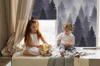 Rolgordijn voor het raam Mistig bos