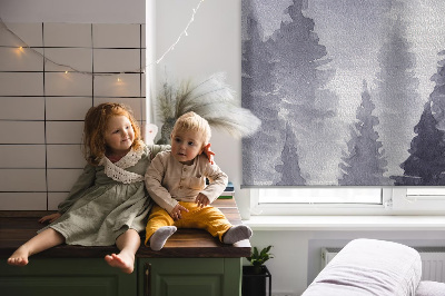 Rolgordijn voor het raam Mistig bos