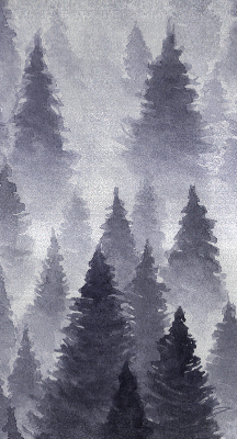 Rolgordijn voor het raam Mistig bos