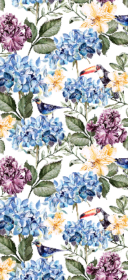 Rolgordijn verduisterend Toekans en bloemen