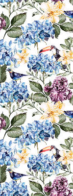 Rolgordijn verduisterend Toekans en bloemen