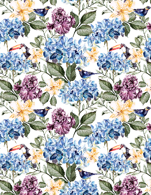 Rolgordijn verduisterend Toekans en bloemen