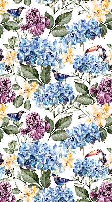 Rolgordijn verduisterend Toekans en bloemen