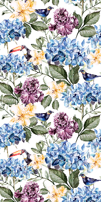 Rolgordijn verduisterend Toekans en bloemen