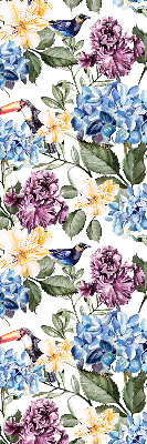 Rolgordijn verduisterend Toekans en bloemen