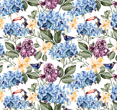 Rolgordijn verduisterend Toekans en bloemen