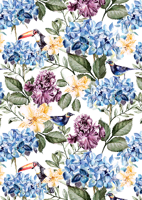 Rolgordijn verduisterend Toekans en bloemen