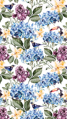 Rolgordijn verduisterend Toekans en bloemen