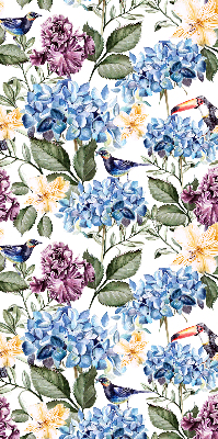 Rolgordijn verduisterend Toekans en bloemen