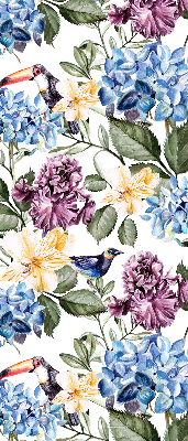 Rolgordijn verduisterend Toekans en bloemen