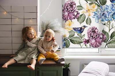 Rolgordijn verduisterend Toekans en bloemen