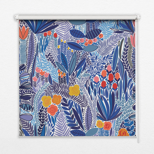 Rolgordijn voor het raam Kleurrijke planten