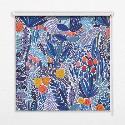 Rolgordijn voor het raam Kleurrijke planten