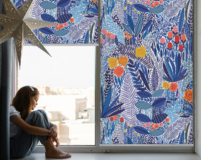 Rolgordijn voor het raam Kleurrijke planten