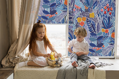 Rolgordijn voor het raam Kleurrijke planten