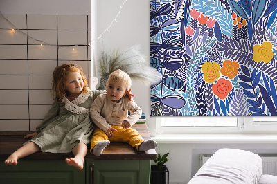 Rolgordijn voor het raam Kleurrijke planten