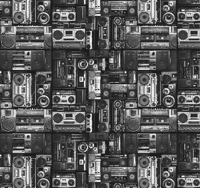 Rolgordijn voor het raam Radioluidsprekers