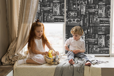 Rolgordijn voor het raam Radioluidsprekers