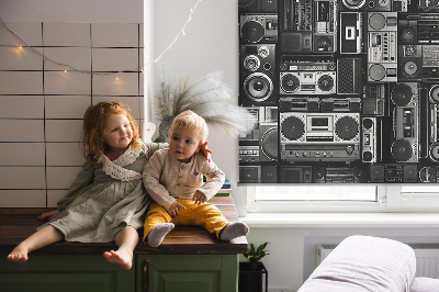 Rolgordijn voor het raam Radioluidsprekers