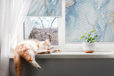 Rolgordijn voor het raam Blauwe marmer