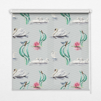 Rolgordijn voor het raam Zwanen en eenden
