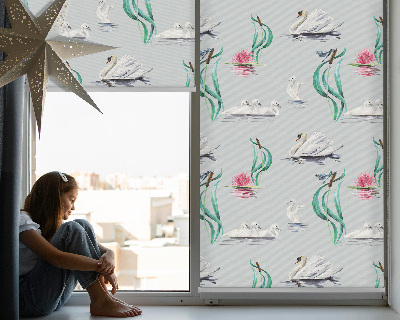 Rolgordijn voor het raam Zwanen en eenden