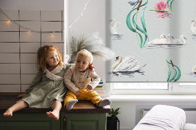 Rolgordijn voor het raam Zwanen en eenden