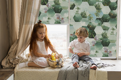 Rolgordijn verduisterend Groene zeshoeken