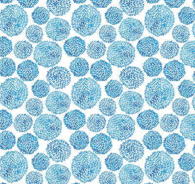 Rolgordijn voor het raam Blauwe bloemblaadjescirkels