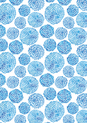 Rolgordijn voor het raam Blauwe bloemblaadjescirkels