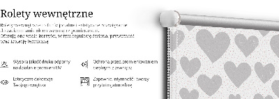 Rolgordijn voor het raam Grijze harten