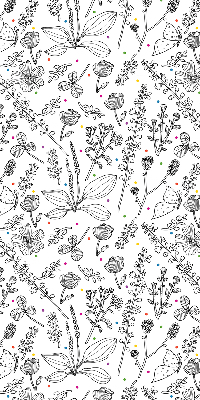 Rolgordijn voor het raam Getekende planten