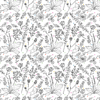 Rolgordijn voor het raam Getekende planten