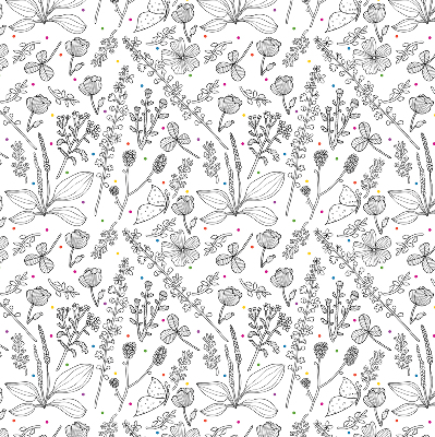 Rolgordijn voor het raam Getekende planten