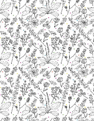 Rolgordijn voor het raam Getekende planten