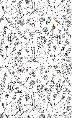 Rolgordijn voor het raam Getekende planten